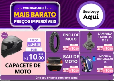 Modelo de Encarte para Encarte A4 Horizontal com o tema Mais Barato para Moto peças