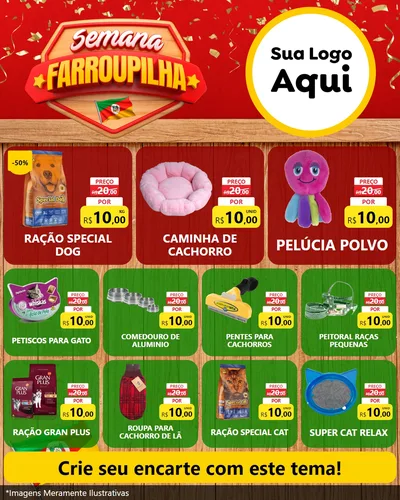 Modelo de Rede Social para Feed Instagram com o tema Semana Farroupilha para Pet Shop