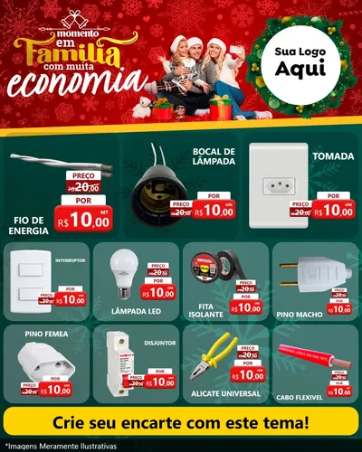 Modelo de Rede Social para Feed Instagram com o tema Momento em Família (Natal) para Materiais Elétricos