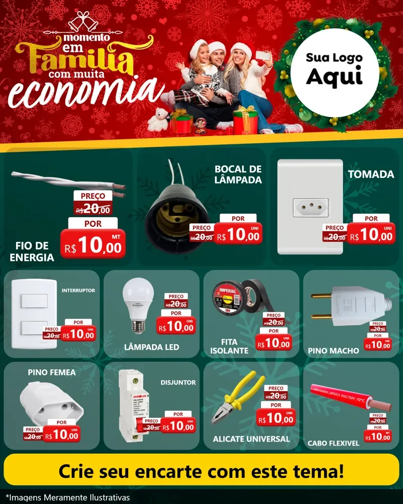 Modelo de Rede Social para Feed Instagram com o tema Momento em Família (Natal) para Materiais Elétricos
