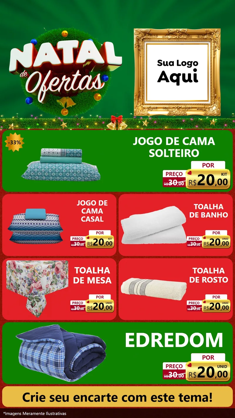 Modelo de TV para TV Vertical com o tema Natal de Ofertas para Cama, Mesa e Banho