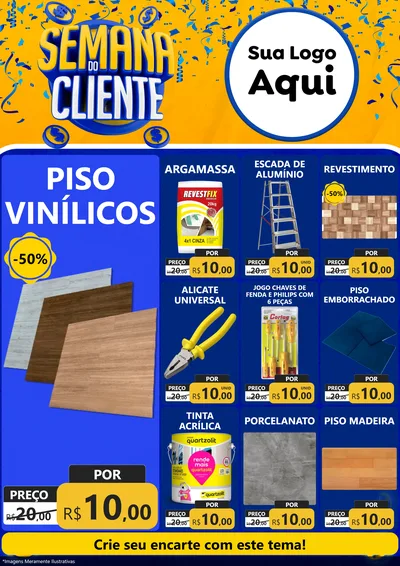 Modelo de Encarte para Encarte A4 Vertical com o tema Semana do Cliente para Material para Construção