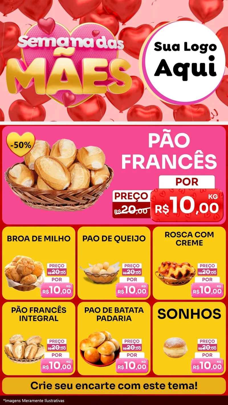 Modelo de Rede Social para Stories com o tema Semana Das Mães para Padaria