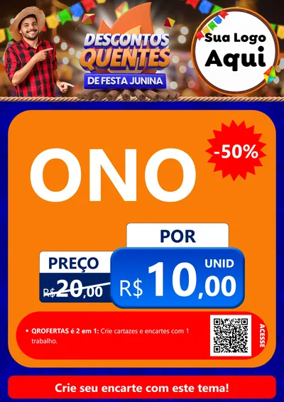 Modelo de Cartaz para Cartaz A4 Vertical com o tema Descontos Quentes de Festa Junina para Óticas