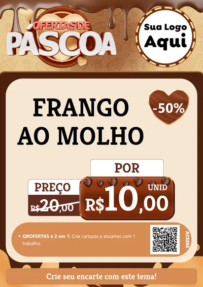 Modelo de Cartaz para Cartaz A4 Vertical com o tema Ofertas de Páscoa para Restaurante