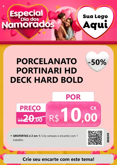Modelo de Cartaz para Cartaz A4 Vertical com o tema Especial Dia dos Namorados para Pisos e revestimentos