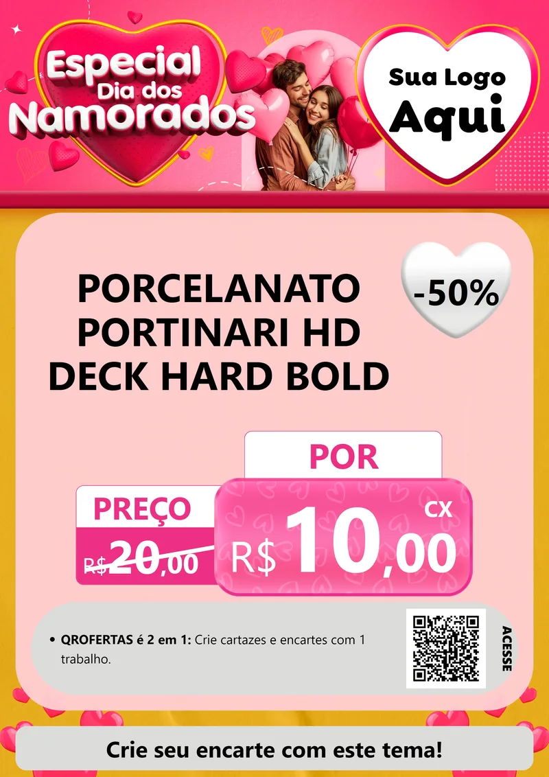 Modelo de Cartaz para Cartaz A4 Vertical com o tema Especial Dia dos Namorados para Pisos e revestimentos
