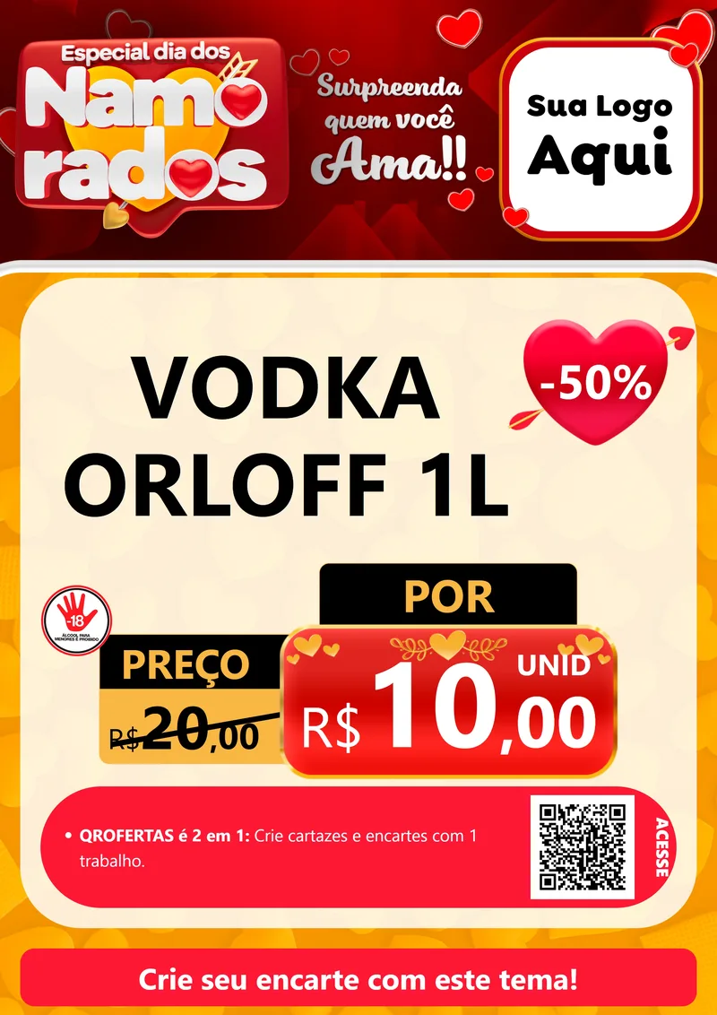 Modelo de Cartaz para Cartaz A4 Vertical com o tema Especial Dia dos Namorados para Distribuidora de bebidas