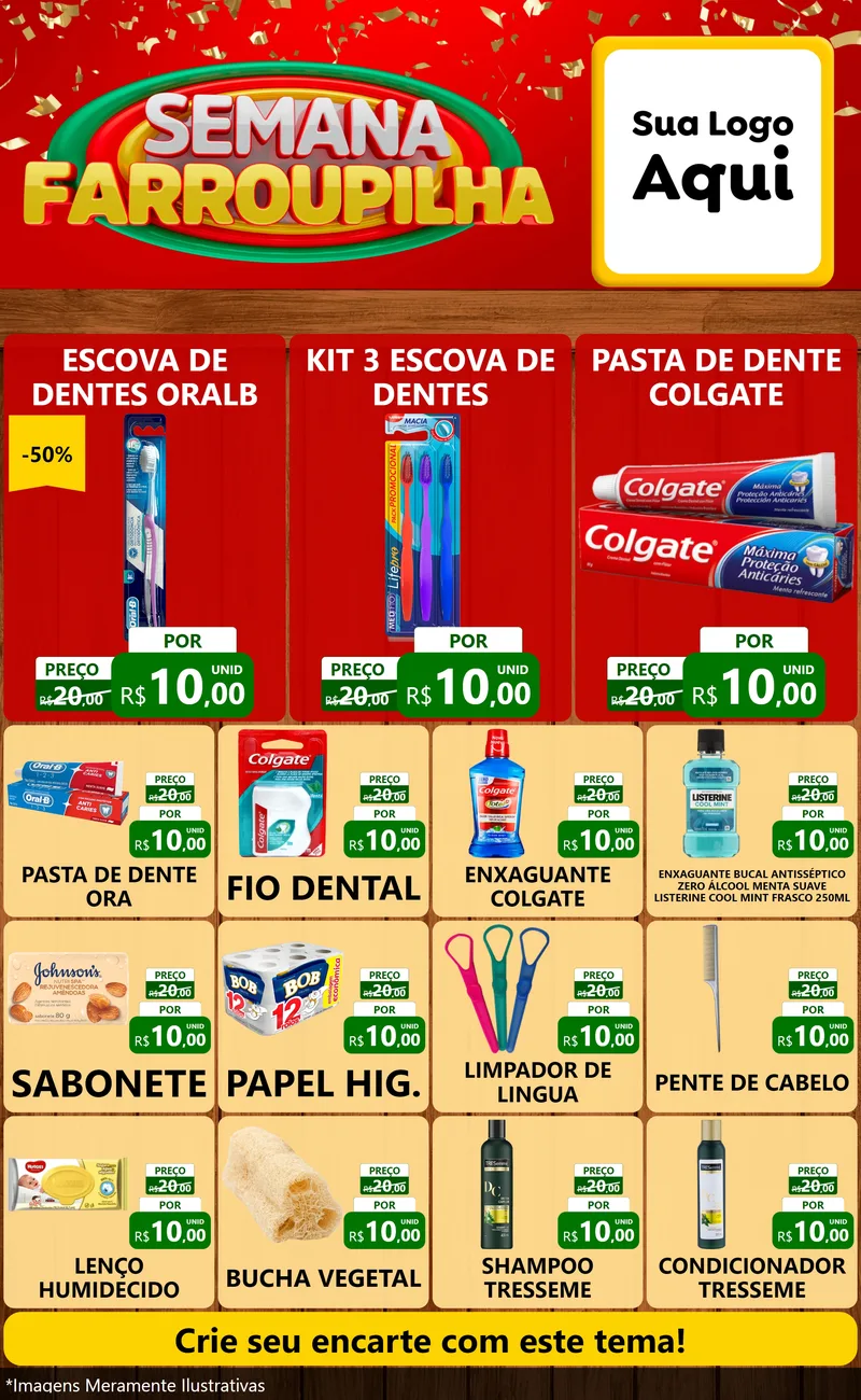 Modelo de Encarte para Encarte Grande com o tema Semana Farroupilha para Higiene Pessoal