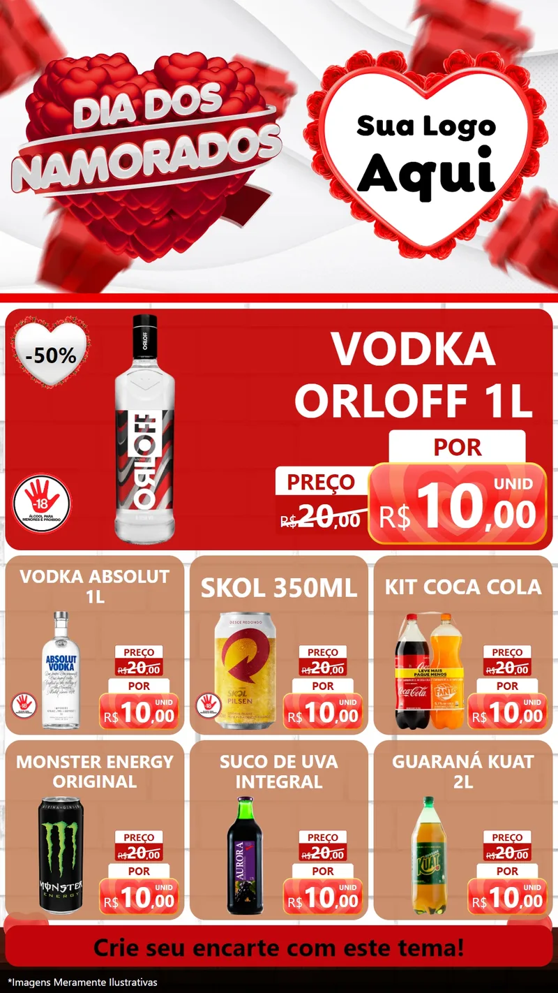 Modelo de Rede Social para Stories com o tema Dia dos Namorados para Distribuidora de bebidas