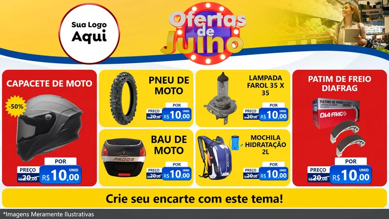 Modelo de TV para TV Horizontal com o tema Ofertas de Julho para Moto peças
