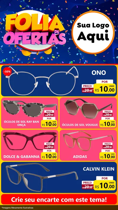Modelo de TV para TV Vertical com o tema Folia de Ofertas para Óticas