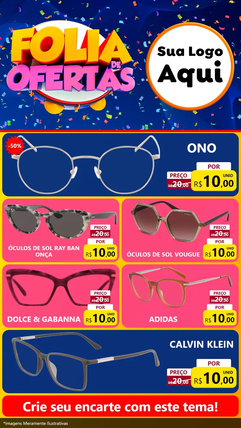 Modelo de TV para TV Vertical com o tema Folia de Ofertas para Óticas