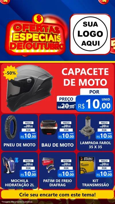 Modelo de Rede Social para Stories com o tema Ofertas Especiais de Outubro para Moto peças