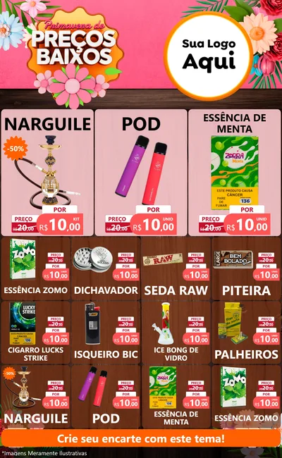 Modelo de Encarte para Encarte Grande com o tema Primavera de Preços Baixos para Tabacaria