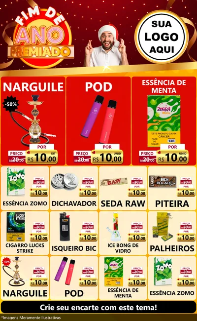 Modelo de Encarte para Encarte Grande com o tema Fim de Ano Premiado para Tabacaria