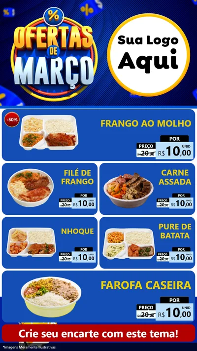 Modelo de TV para TV Vertical com o tema Ofertas de Março para Restaurante