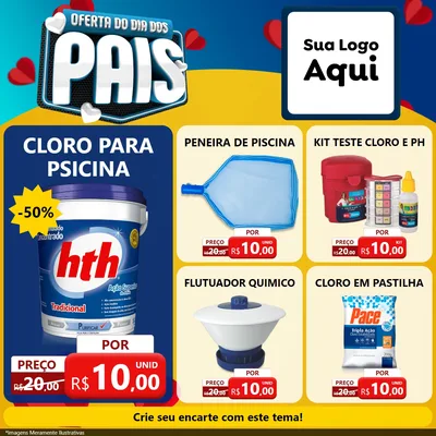 Modelo de Rede Social para Feed Facebook com o tema Oferta Do Dia Dos Pais para Produtos para Piscina
