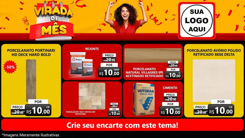 Modelo de TV para TV Horizontal com o tema Virada de Mês para Pisos e revestimentos