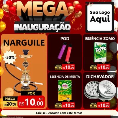 Modelo de Rede Social para Feed Facebook com o tema Mega Inauguração para Tabacaria