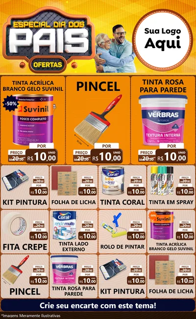 Modelo de Encarte para Encarte Grande com o tema Especial Dia dos Pais para Tintas e Ferramentas