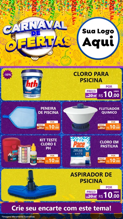Modelo de TV para TV Vertical com o tema Carnaval de Ofertas para Produtos para Piscina