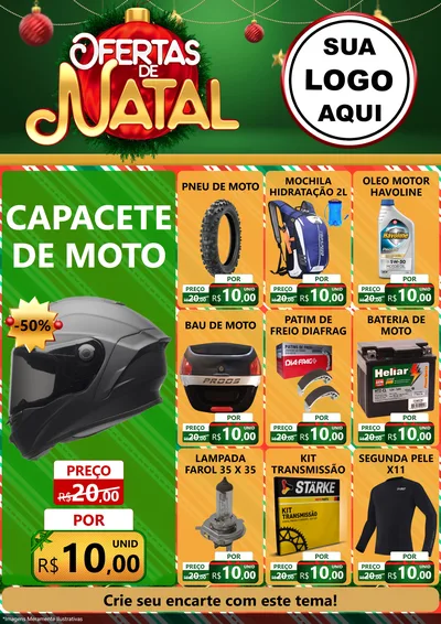 Modelo de Encarte para Encarte A4 Vertical com o tema Ofertas de Natal para Moto peças