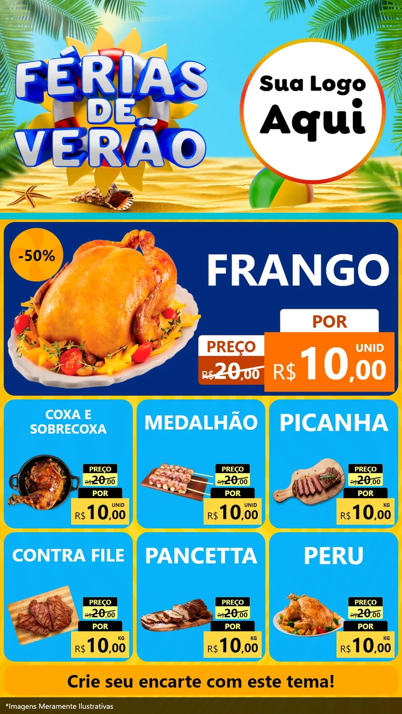 Modelo de Rede Social para Stories com o tema Férias de Verão para Assados