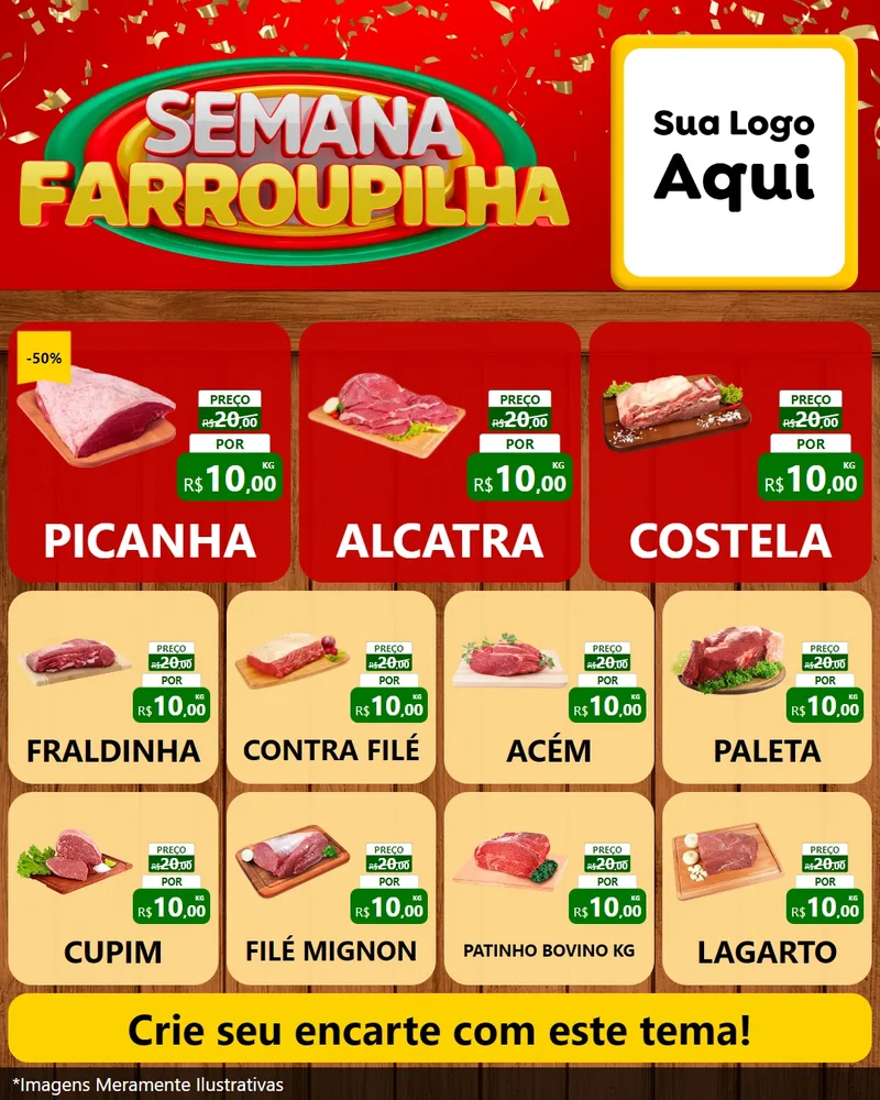 Modelo de Rede Social para Feed Instagram com o tema Semana Farroupilha para Açougue