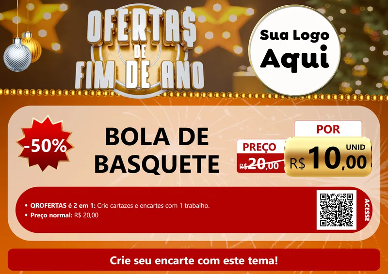 Modelo de Cartaz para Cartaz A4 Horizontal com o tema Ofertas de Fim de Ano para Artigos Esportivos