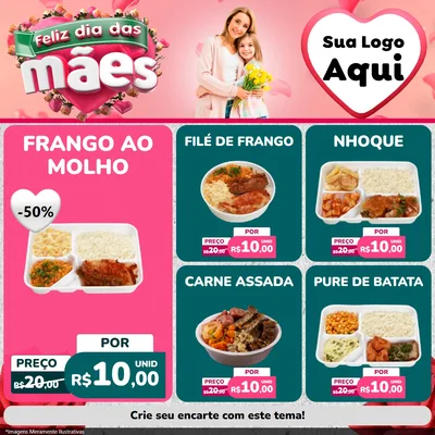 Modelo de Rede Social para Feed Facebook com o tema Feliz Dia das Mães para Restaurante