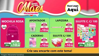 Modelo de TV para TV Horizontal com o tema Show das Mães - Ofertas Especiais para Papelaria