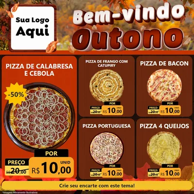Modelo de Rede Social para Feed Facebook com o tema Bem-vindo Outono para Pizzaria