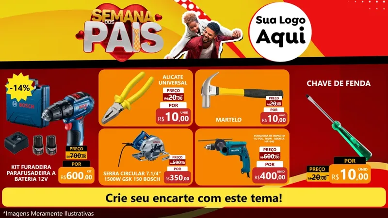Modelo de TV para TV Horizontal com o tema Semana Dos Pais para Maquinas e Ferramentas