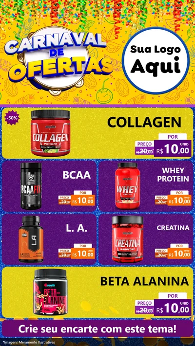 Modelo de TV para TV Vertical com o tema Carnaval de Ofertas para Suplementos alimentares