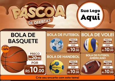 Modelo de Encarte para Encarte A4 Horizontal com o tema Páscoa de Ofertas para Artigos Esportivos