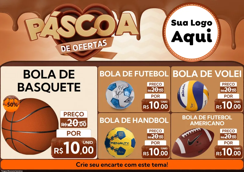 Modelo de Encarte para Encarte A4 Horizontal com o tema Páscoa de Ofertas para Artigos Esportivos