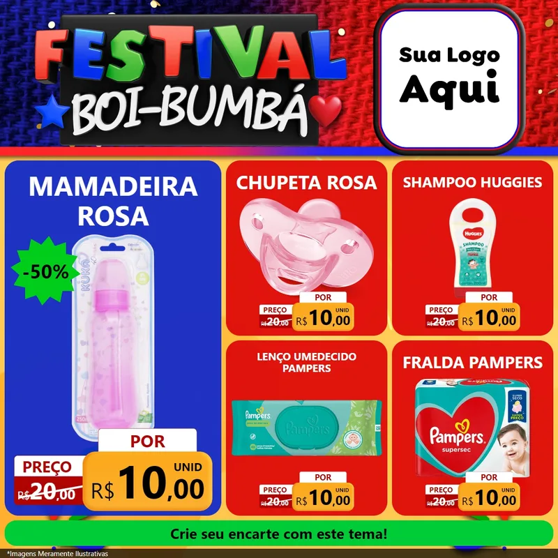 Modelo de Rede Social para Feed Facebook com o tema Festival Boi-Bumbá para Bebês