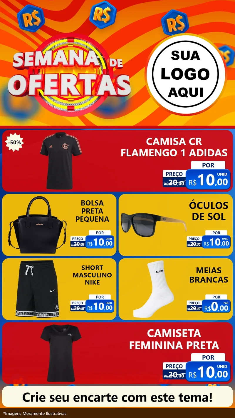 Modelo de TV para TV Vertical com o tema Semana de Ofertas para Roupas e acessórios