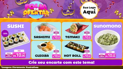 Modelo de TV para TV Horizontal com o tema Folia de Ofertas para Comida japonesa