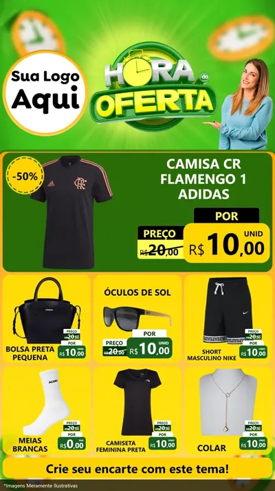 Modelo de Rede Social para Stories com o tema Hora da Oferta para Roupas e acessórios