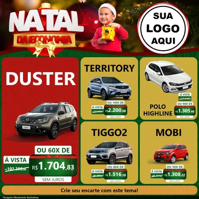 Modelo de Rede Social para Feed Facebook com o tema Natal da Economia para Concessionaria de Carros