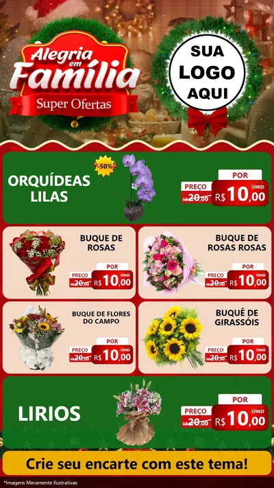 Modelo de TV para TV Vertical com o tema Alegria Em Família - Super Ofertas para Floricultura e jardim