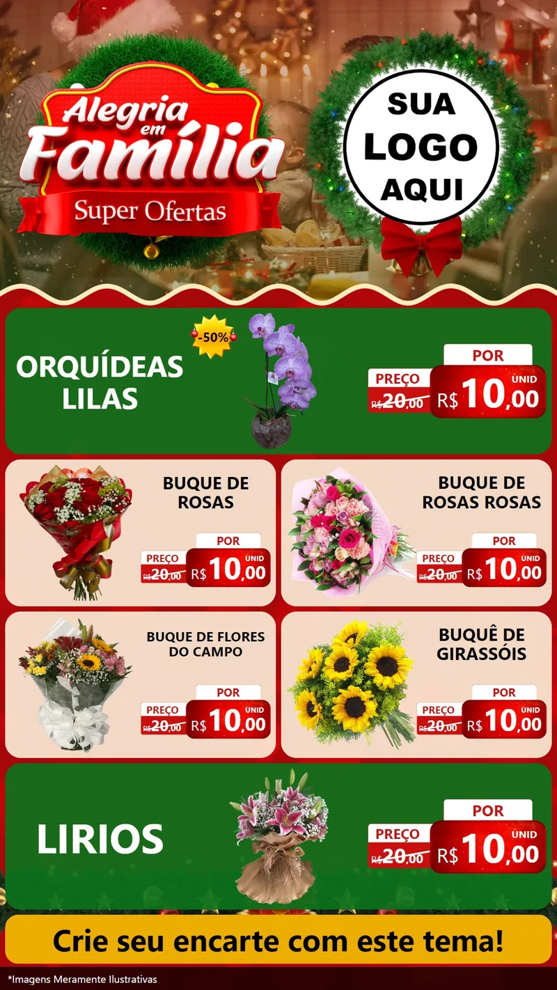 Modelo de TV para TV Vertical com o tema Alegria Em Família - Super Ofertas para Floricultura e jardim