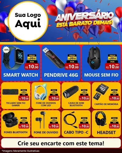 Modelo de Rede Social para Feed Instagram com o tema Aniversário para Informática