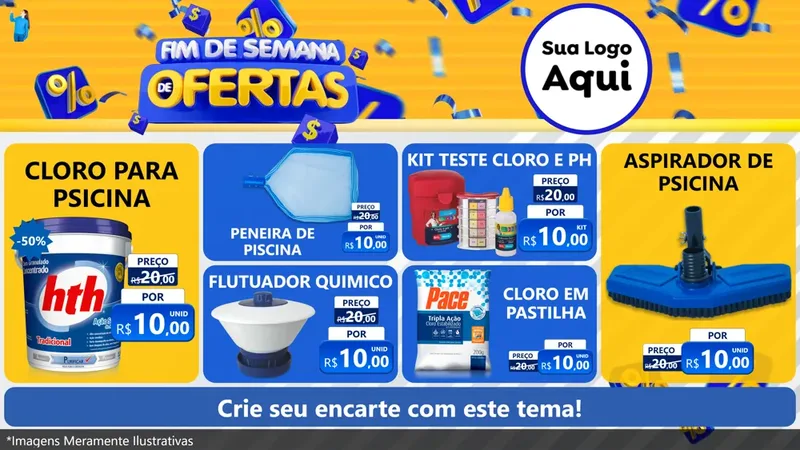 Modelo de TV para TV Horizontal com o tema Fim de Semana de Ofertas para Produtos para Piscina