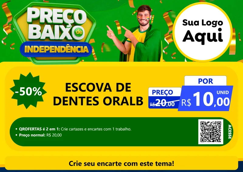 Modelo de Cartaz para Cartaz A4 Horizontal com o tema Preço Baixo de Independência para Higiene Pessoal