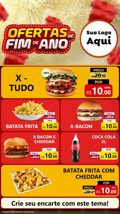 Modelo de TV para TV Vertical com o tema Ofertas de Fim de Ano para Hamburgueria