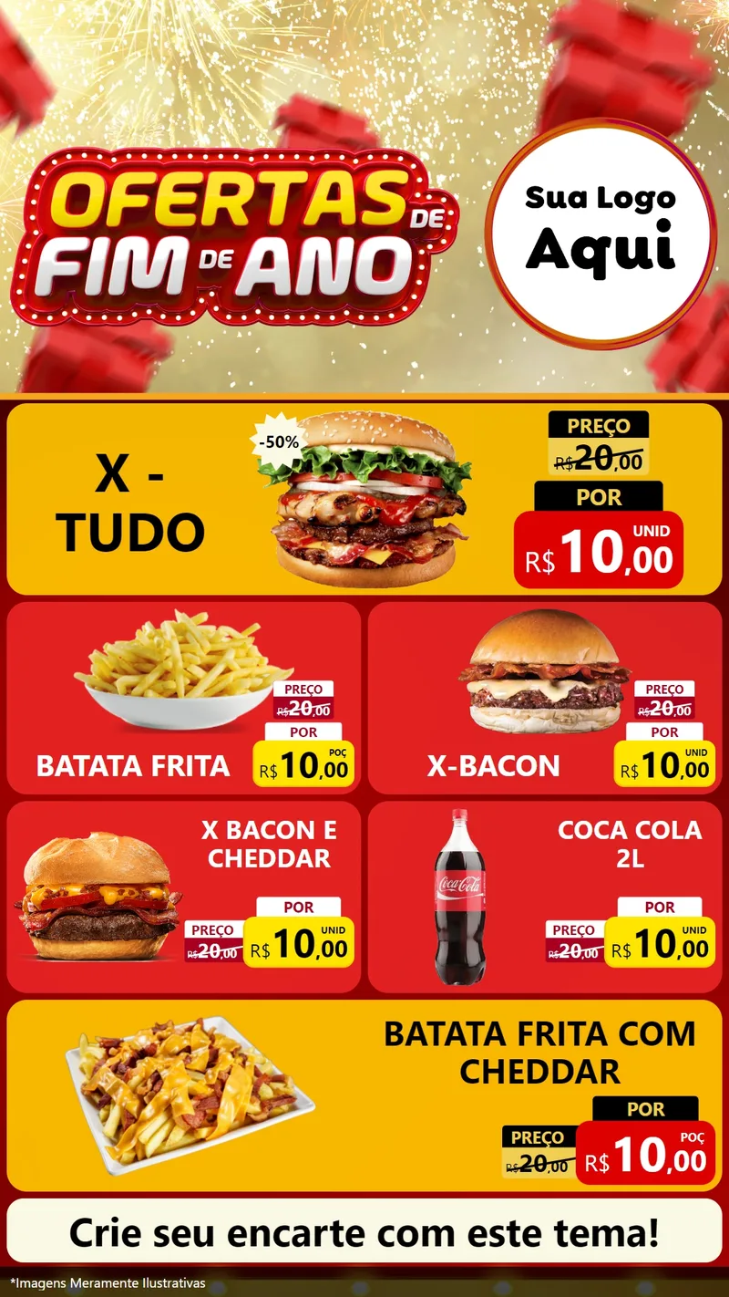 Modelo de TV para TV Vertical com o tema Ofertas de Fim de Ano para Hamburgueria