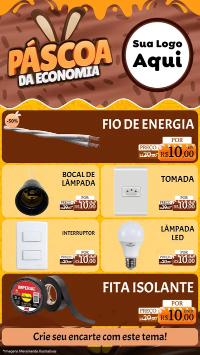 Modelo de TV para TV Vertical com o tema Páscoa da Economia para Materiais Elétricos